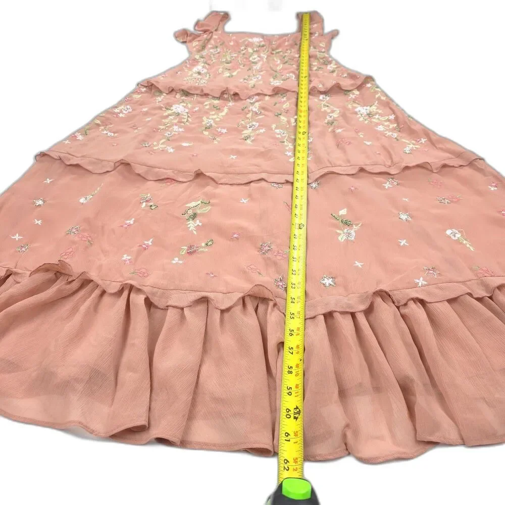 ASOS Cami Embellished Maxi Dress Bridesmaid Gown Embroidered Rose Ethereal Fairy - Picture 5 of 13